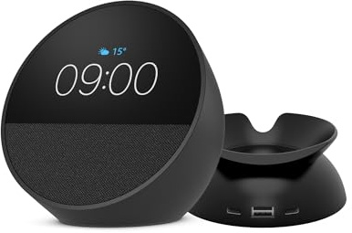 Amazon Echo Spot smarter Wecker mit sattem Klang und Alexa + Ständer mit USB-C- und USB-A-Ladeanschlüssen für Echo Spot