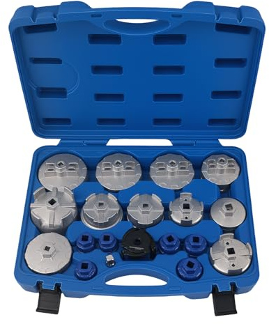 maXpeedingrods 19Pcs Oil Filter Wrench Socket Set, Cup Type Oil Filter Socket Removal Tool Kit 1/2 & 3/8 Drive for Audi BMW Ford Kia Lexus Mazda Mercedes Mini