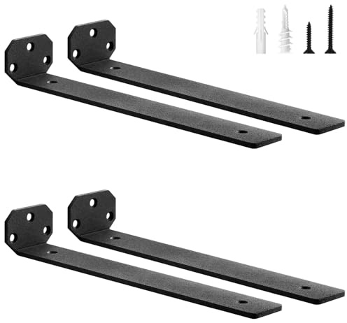 scicent Lot de 4 Équerre Étagère Murale Métal Renforcée, Support Etagere Invisible, 50KG Charge, Support Étagère Murale 5mm Épaisseur, Équerre Étagère Durable Noir 30 cm