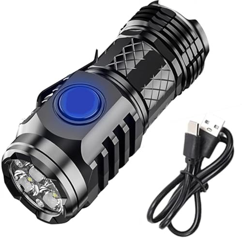 Ejoyiso Drei Augenlicht Taschenlampe, Drei Augen Licht Für Mini-Taschenlampe, Ultrahell, Wiederaufladbar, Magnetischer Clip (Schwarz)