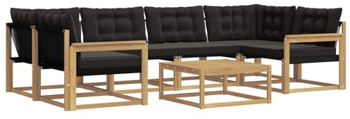 vidaXL Outdoor-Sofagarnitur 7 pcs Weiß und Schwarz 79 x 79 x 37 cm, Garten, modernes Outdoor-Sofa, gemütliches Möbel, langlebige Lounge, perfekte Terrasse-Sitzgruppe