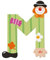 Sevi 81749 Holzbuchstabe M Clown ca. 10 cm, Türbuchstaben für Kinderzimmer, ABC Lernspielzeug aus Holz, pädagogisches Spielzeug für Kinder ab 3 Jahren, Buchstabe Clowns Sortiert, Lila / Grün, Mehrfarbig, ca. 10 x 7,5 cm