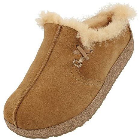 HAFLINGER Lammfellclog Saskatchewan Filzpantoffel Hausschuh Beigemeliert Öko, Gr 38