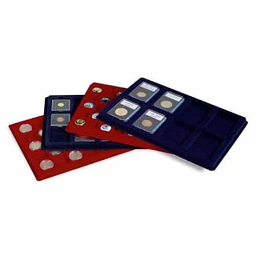 Münztableau für 12 Münzen bis 50 mm Ø, blau, für kleinen Münzkoffer