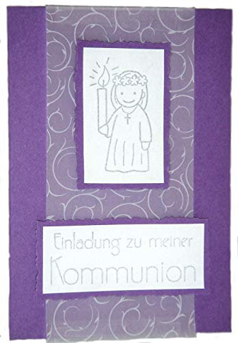 10 Einladungen Einladungskarten Kommunion KK004 lila