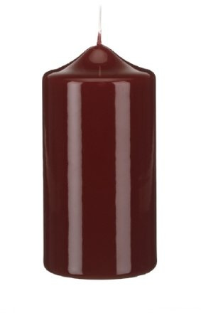Gelackte Kerzen Stumpenkerzen Klarlack - hochglänzend Bordeaux 20 x 8 cm, 2 Stück, Exclusive besondere Kerzen