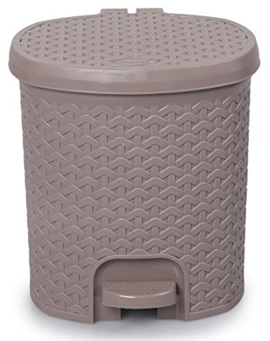 CELLO Pattumiera classica a pedale in plastica da 12 litri, con coperchio, pattumiera a pedale in plastica con secchio interno, per cucina/casa/ufficio/bagno (corpo resistente e durevole) grigio