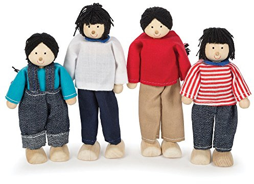 Tidlo Wooden Multicultural Dolls, Asian Family Figure Set