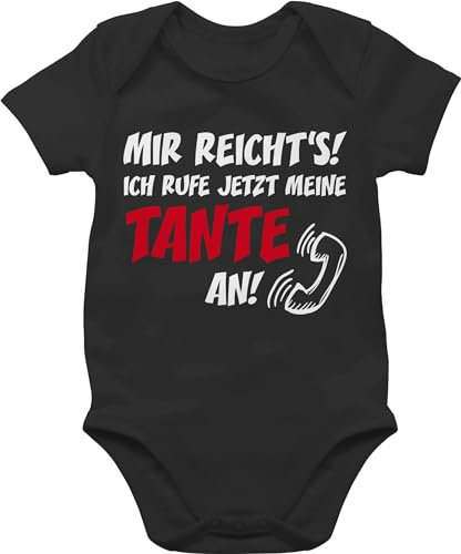 Baby Body Kurzarm - Mir reichts Ich ruf jetzt meine Tante an - 6/12 Monate - Schwarz - babykleidung tante+baby-kleidung aunt auntie babysachen outfit babybody+tante tantes fuer neffe babybody