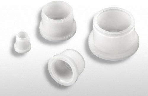 2 boccole di supporto, in plastica PA, con flangia, colore naturale, le dimensioni possono presentare tolleranze.