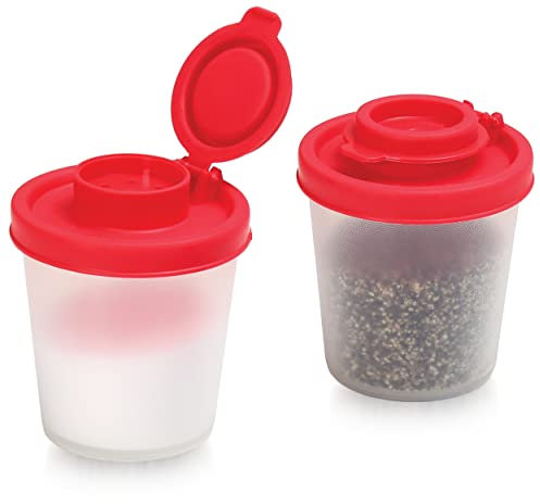 Salière et Poivrière en Plastique Transparent Sans BPA, Kit Voyage, Pour Sel, Poivre, Épices, Idéal pour Camping, Randonnées, Cuisine Extérieure, Bivouac, Bushcraft (89ml, set de 2)