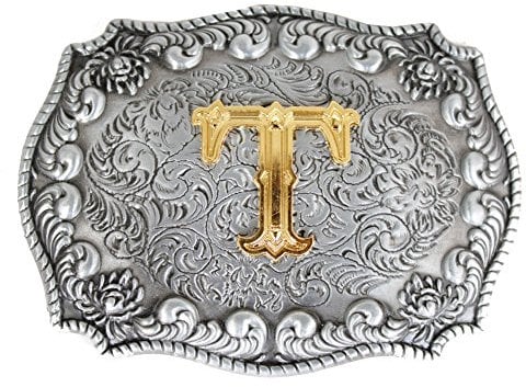 Herren-Gürtelschnallen, englischer Buchstabe in 3D, Westernstil, Cowboy-Alphabet, Initiale, Gürtelschnallen für Herren Gr. onesize, T