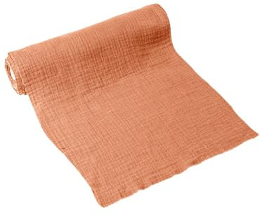 Chemin de table gaze de coton terracotta vieux rose 30 cm x 3 m