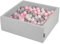 KiddyMoon Bällebad 90X30cm/300 Bälle ∅ 7Cm Bällepool Mit Bunten Bällen Für Babys Kinder Quadrat, Hellgrau:Perle/Grau/Transparent/Rosa
