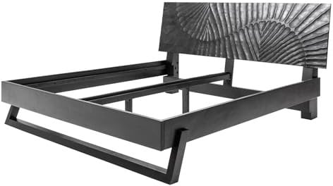 Riess Ambiente Massives Bett Scorpion 180x200cm schwarz Mangoholz mit 3D Schnitzereien Doppelbett Ehebett Holzbett