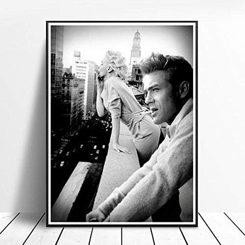 CNHNWJ Marilyn Monroe und James Dean Rauchen in New York City Kunstdruck Retro Leinwand Dekor Wohnzimmer Wanddekoration Monroe Bild Wand Bilder 50x70cm Kein Rahmen