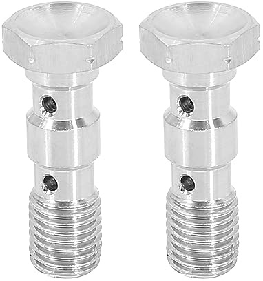X AUTOHAUX Doppelt Hohlschraube 2Stücke M10X1,25 Für Bremssystem | Silberton, Edelstahl, Größe 35,6x16mm, Adapter, Für Motor, Bremsenzubehör