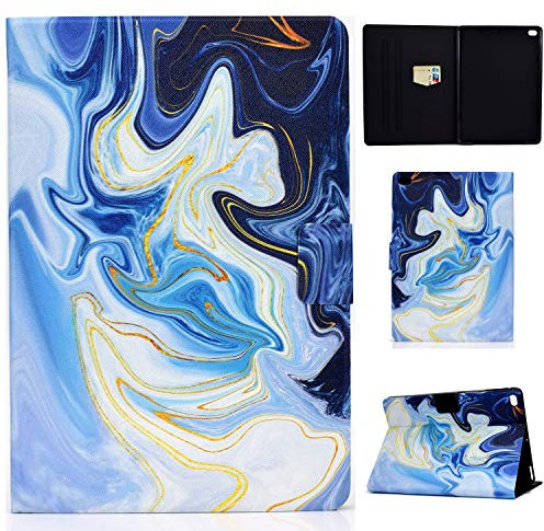 Auslbin Custodia per iPad Air/iPad Air 2/iPad 9.7 Pollice 2018/2017(6a/5a Generazione),Cover con Porta Carte Portafogli slim in Pelle PU con Funzione di Supporto,Auto Svegliati/Sonno,Marmo Blu