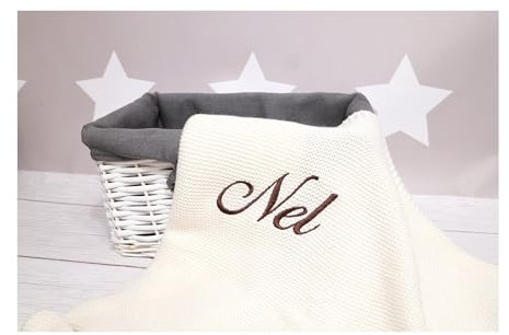 ★ Babydecke mit Namen Bestickt ★ Bambus & Baumwolle ★ Kuschelig weich & hypoallergen ★ Geschenk zur Geburt & Taufe★ Baby Geschenke ★ (Ecru, 100 x 80 cm)