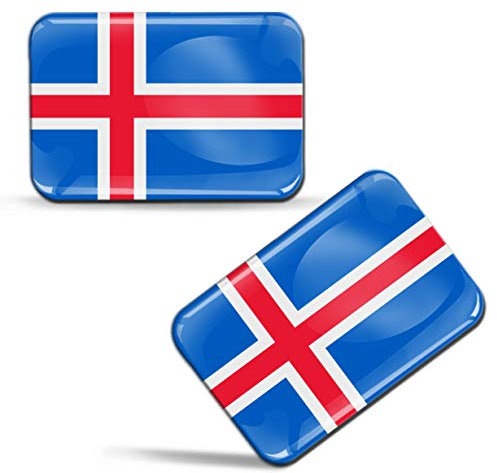 Biomar Labs® 2 x Aufkleber 3D Gel Silikon Stickers Iceland Island Isländisch Flag Flagge Fahne Auto Motorrad Fahrrad Fenster Tür PC Handy Tablet Laptop F 79