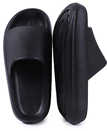 ydscsci Womens Mens Cloud Slides Pool Sliders Shower Shoes Beach Sandals Bathroom Slippers Thick Sole Non Slip Comfy Aurora black Size 10/11