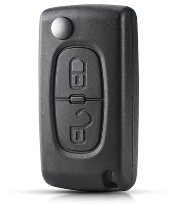 AUTOZOCO Carcasa Mando Llave De Coche 2 Botones Compatible con Citroen Y Peugeot Negro, Modelos 206, 107, 207, 307, 407 y C2, C3, C4, C5, C6 - Sin zocalo de Pila