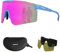 OUTDOORSPARTA Polarisierte Sport Sonnenbrille mit 3 Wechselgläsern, Fahrradbrille, Baseball Golf Fahren Sonnenbrille (2. Hellblau Mit Flecken Tempel, Rosa Linse)