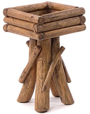 DESIGN DELIGHTS Holz BLUMENHOCKER Twist | Teakholz | rustikaler Hocker, Holzhocker, Flurtisch, Pflanzenhocker, Couchtisch, Beistelltisch, Wurzelholz Hocker | Größe: medium