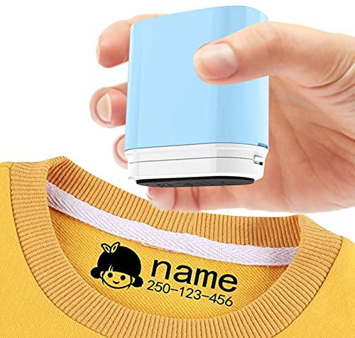 Namenstempel Für Kleidung Wasserfest Namensstempel Kinder Textil Personalisierter Namensstempel Kinder Kindergarten Namen Stempel (BY005-BLUE)