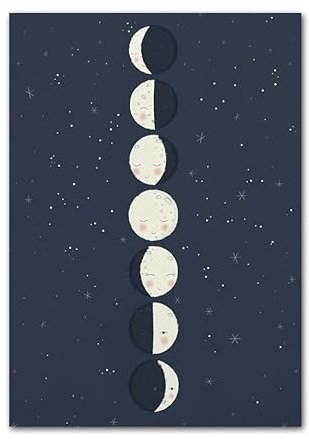 ZONJEE Sweet Dream Cartoon Moon Wandkunst Leinwand Malerei Nordic Poster und Druck Total Lunar Eclipse Wandbild Baby Kinderzimmer Dekor (Color : C, Size : 50x70cm No Frame)