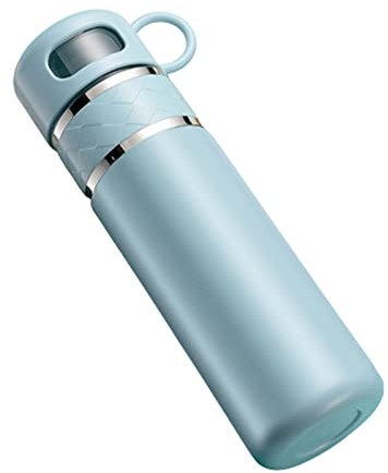 Botella Agua Botella Gimnasio Garrafa Termo Cafe Para Llevar Taza Termica Con Taza Separación Del Agua Del Té Con Filtro Doble Capa Anticaida Acero Inoxidable Alta Capacidad (620ml,blue)