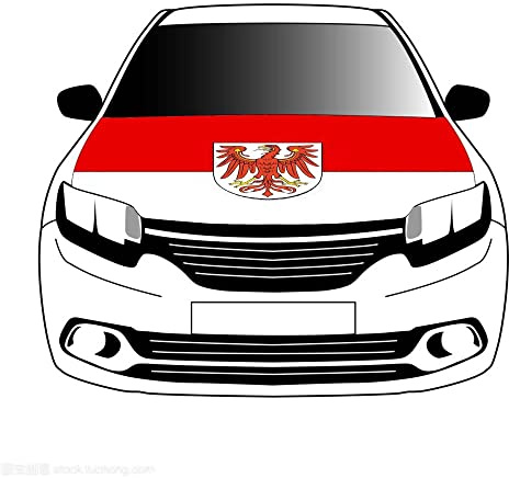 Flaggen Motorhaubenabdeckung,Deutschland Brandenburg (Potsdam) Staat Motorhaube Banner,Mann Slip-On Waschbar Super Elastisch Wetterfester Stoff,Nicht Klebendes Banner 3.3X5 Ft Passend Für Die Me