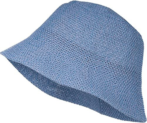 styleBREAKER Damen Papierstroh Sonnenhut | Faltbarer Fischerhut | Leichter Bucket Hat mit Schweißband | Sommerhut mit Krempe als Sonnenschutz für Outdoor Strand Freizeit, Hellblau
