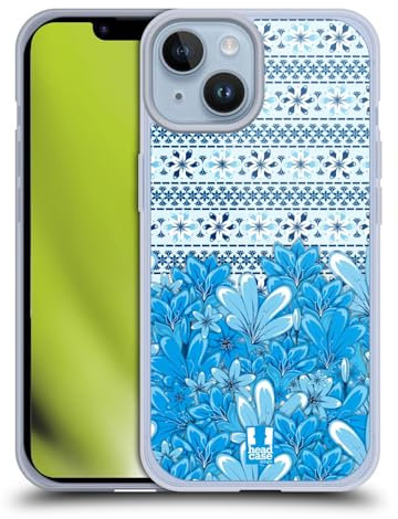 Head Case Designs Cian Azul Floral Caso de Gel Suave Compatible con Apple iPhone 14