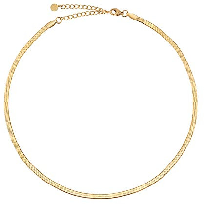 GD GOOD.designs Schlangenkette Gold für Damen - flache Goldkette ohne Anhänger I Goldene Edelstahl Choker 3mm breit - Wasserfest