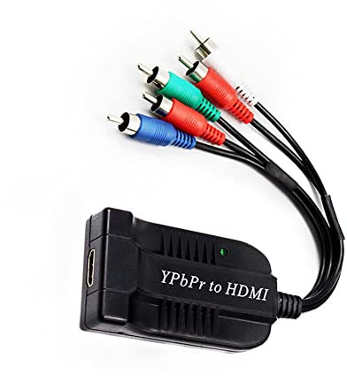 Jerilla Componente YPBPR a HDMI Convertidor Cable Adaptador YPbPr a HDMI Entrada de Audio 5RCA RGB R/L Salida HDMI Soporta 1080P para DVD STB VHS VCR PS2 HDTV Monitor