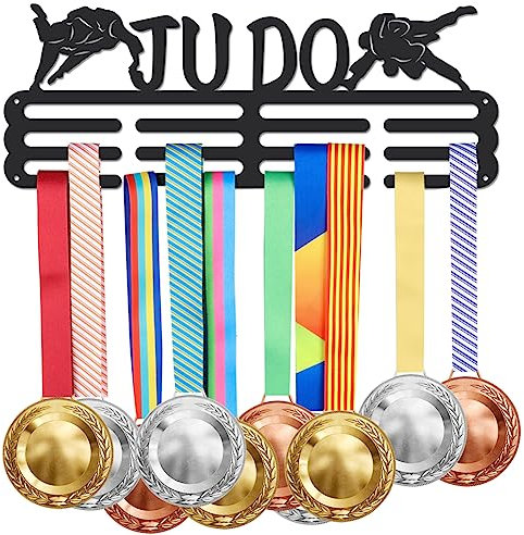 SUPERDANT Porte Médailles Judo Support d'Affichage Médailles Judo Sports Masculin Porte Medailles Crochet pour Médailles Support Medaille Porte Ruban Décor Fer Crochets 40x15cm