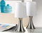 Luna24 simply great ideas... Nachttischlampe 2er Set mit Edelstahl Touch, silber, Touchlampe, Touchleuchte, Tischlampe, Schreibtischlampe, Edelstahl-Design, ca. 28 x 13 cm Stoffbezug weiß.