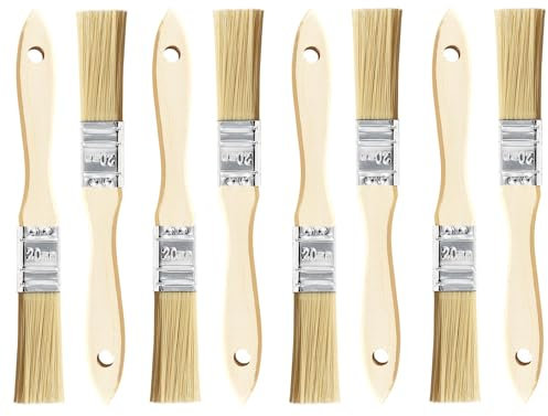 TubeRoo Juego de pinceles de pintor, 8 x 20 mm, pequeños pinceles planos para barnices, barnices, aceites, pinturas acrílicas, pinceles de barniz, pinceles de pintura en madera y metal
