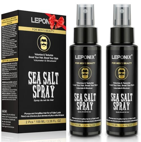 Sea Salt Spray Hair Men - Salzwasserspray Haare - Volumen & Texture Meersalz Spray für Haare Männer mit Kelp, Aloe Vera, Rote Algen Extrakt - Texturizing Spray Haare Für Männer - 2 x 100ml