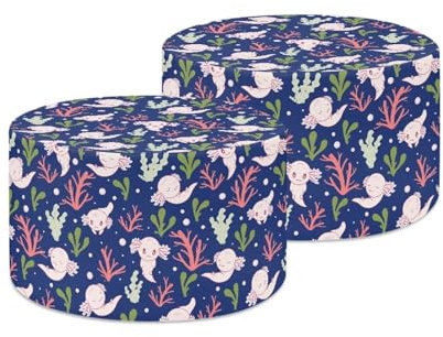 Poceacles Cute Axolotl Pattern Drum Lampenschirm 2 Stück mit Staubschutz, für Tischlampe Stehlampe 34,5 x 21,1 cm Mittlerer Lampenschirm UNO Fitter Seaside Village Dekorative Lampenabdeckung