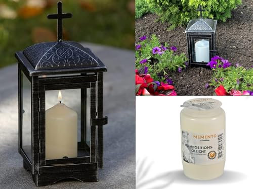NECESITAS Farol para cementerio de alta calidad, farol para cementerio, lámpara para cementerio, decoración para tumba, incluye vela, NO.1
