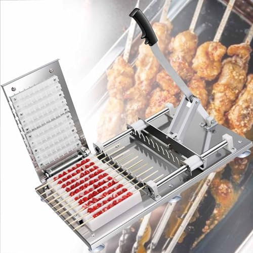 SACLMD Machine Manuelle de brochette de Mouton d'acier Inoxydable,Machine de brochette de Ficelle de Viande de Bambou,Machine multifonctionnelle de Viande de brochette