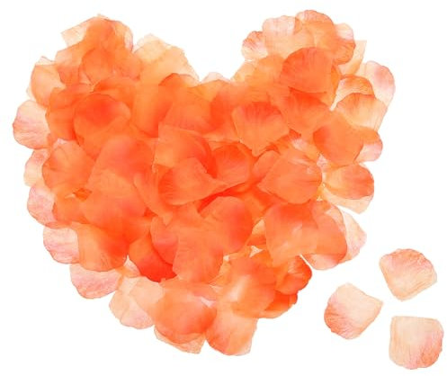 QUARKZMAN Soie Artificielle Fleur Rose Pétales, Orange Rouge Mariage Faux Fleurs 2 Pouce x 2 Pouce pour Mariage Centres Table, Fête Décoration Paquet de 1200