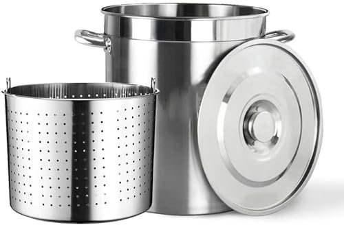 Suppentopf aus Edelstahl, großer Kochtopf für Krabben, Meeresfrüchte, Propan, Truthahn, Fritteusentopf, vielseitiger Topf für Wasserbad, Einkochen, Hummer, Garnelen, Tamales Dampfgarer, 45 cm