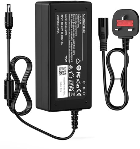 24V 3A 72W Power Supply Cable Adapter for 3D Printer, LED Strip Lights, Logitech Racing Wheel, FUJITSU Scanner, LCD Monitors, Cisco Router, Speaker Adapter Cable, UK plug, Wall Charger【5.5 * 2.1mm】