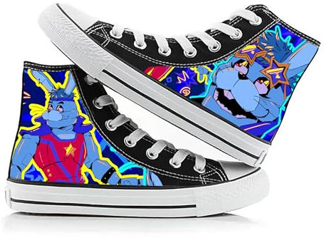 FNAF High Top Canvas Shoes,Five Nights Game Horror Printed Unisex Sneakers Security Breach,Casual Lace-Up Fashion Canvas Schuhe Sneaker für Damen Herren (Typ 4, 40 EU)