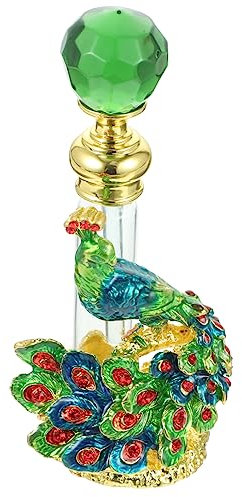 Amosfun Flacon Parfum Vide Refillable 4ml, Bouteille De Parfum En Verre Vert, Design Moyen-Oriental, Vintage, Pour Huiles Essentielles, Voyage, Collection