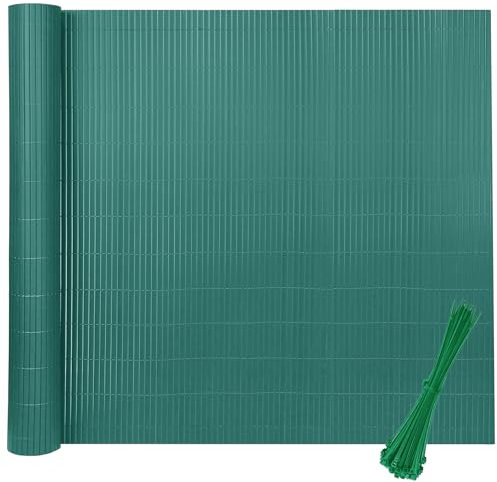 XINZI 180x500cm PVC Balkon Sichtschutzmatte Wetterfest Balkonverkleidung Sichtschutz Zäune mit Kabelbindern Kunststoff Gartensichtschutz Lamellen für Garten Balkon Terrasse (Grün)