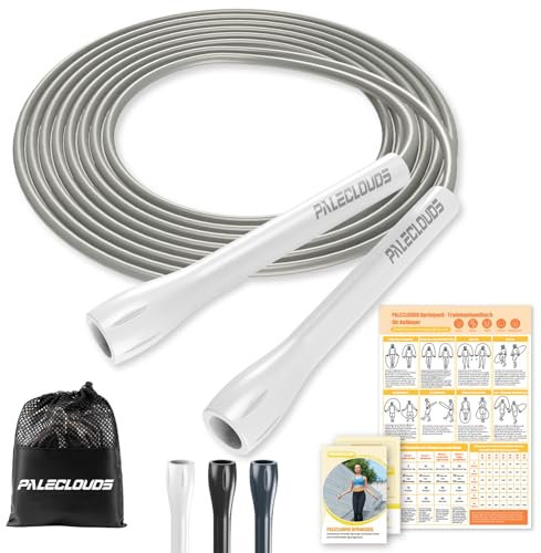 Springseil Verstellbares für Speed Skipping, PVC Springseil Erwachsene Fitness für Damen, Herren und Kinder, 3M Leichtes Springseil Mit Trainingsposter und ABS Rutschfester Griff